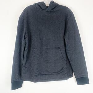 Express Sweatshirt Mens Small Textured Hoodie Black Gray Fleece Lined Pullover S